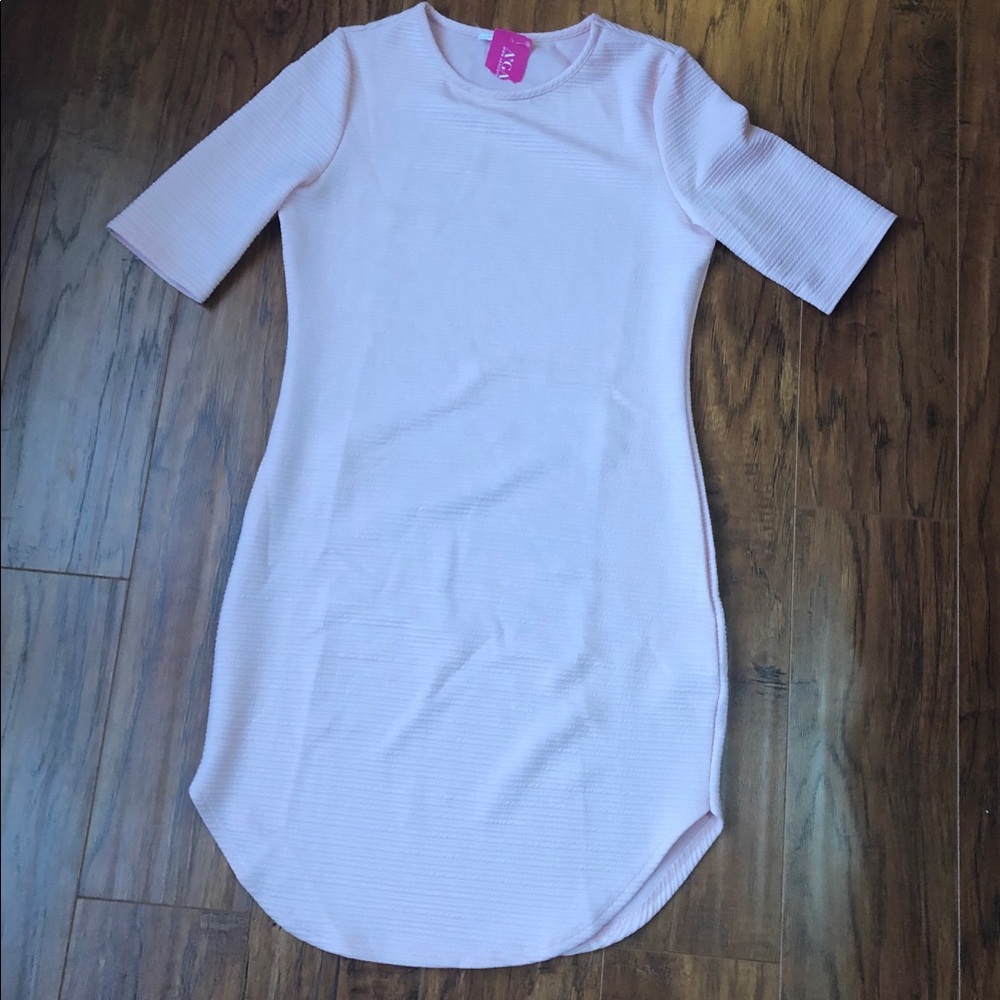 Baby pink body con Agaci Dress size L NWT